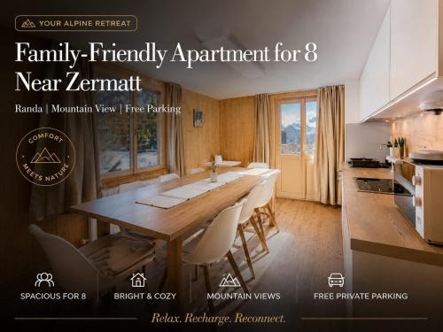 Randa Apartment | Family-Friendly Apartment for 8 near Zermatt