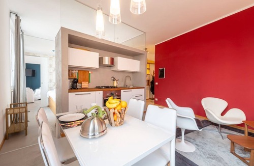 Oltretorrente Apartment | GuestHost - Modern 60 sqm apartment located on the fourth floor of a renovated 30's building without a lift (stairs to access it).The apartment consists of a living room with kitchenette, bedroom and bathroom. The bedroom is inspired by La Chayhana in Uz