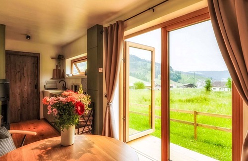 Rothenthurm House | Stunning private villa for 3 guests with WIFI, hot tub, patio and panoramic view