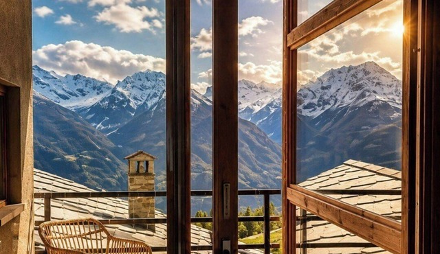 Historic chalet at 1600m with mountains views in Verrayes