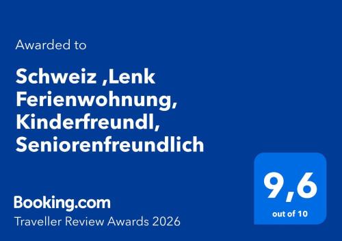 Schweiz ,Lenk Ferienwohnung,Kinderfreundl,Seniorenfreundlich